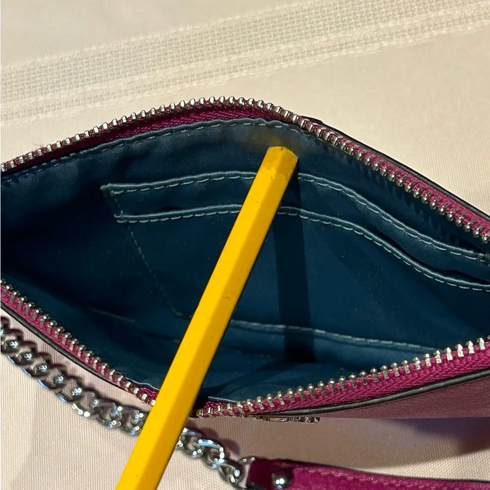 Coach Flat Wristlet Pink Zip Chain Strap - Picture 9 of 10